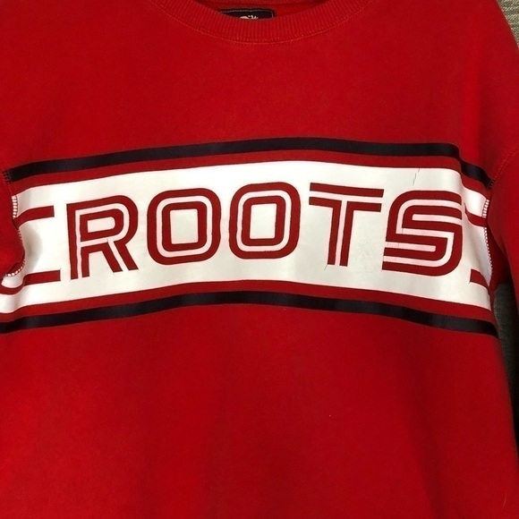 Roots Logo Red Crew Neck Sweatshirt - Picture 3 of 7
